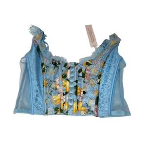 NWT Victoria's Secret Blue Floral Corset Top - Size Small - Picture 1 of 3