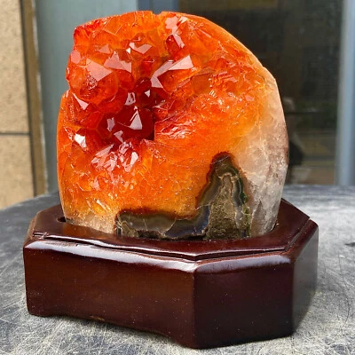 3.93LB Natural Orange Citrine Quartz Geode Cave Cluster Healing,Metaphysical - Image 1 of 4