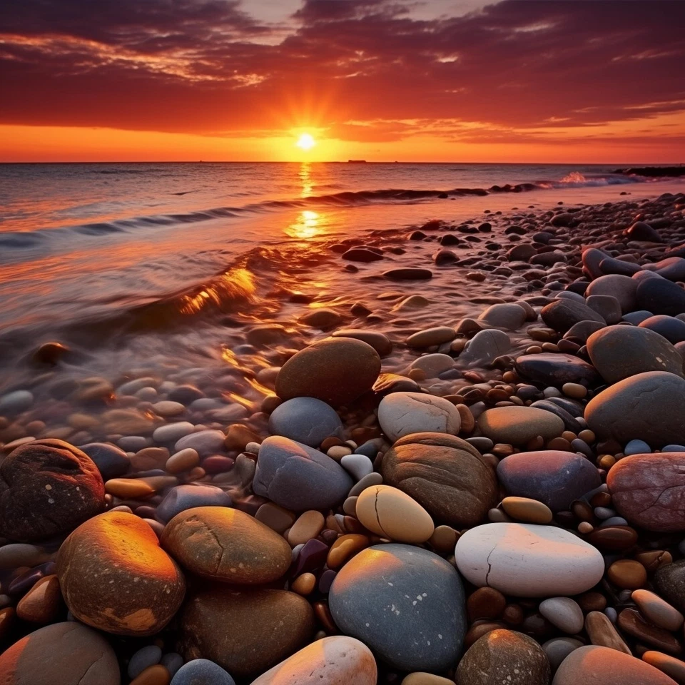 Large Beach Sunset unframed Wall art print - 24 x 24 in - Image 1 of 1