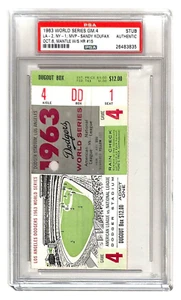 1963 World Series Game 4 Ticket Dodgers Yankees Mantle HR Koufax MVP PSA - Picture 1 of 3