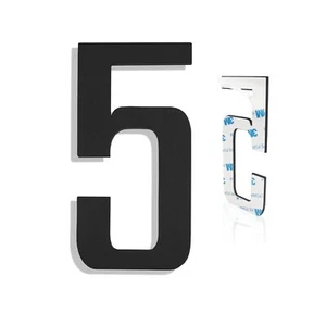 Modern House Numbers 6 Inch Self-Adhesive Metal Ideal for Door Number 5 - Picture 1 of 8
