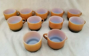 Fire King Ombre Orange Black 11 Pc Stacking Cups Mug Creamer Sugar 8 oz Prop Vtg - Picture 1 of 12