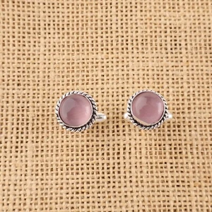 925 Sterling Silver Purple Cat's Eye Gemstone Round Cufflinks Father's Day Gift - Picture 1 of 2