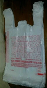 50ct Large 1/6 Thank You T-shirt Plastic Grocery Shopping Bags With Handle - Picture 1 of 5