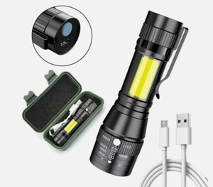 MINI TORCIA MILITARE TATTICA LED T6 RICARICABILE USB LUCE POTENTE ZOOM 300 METRI - Foto 1 di 3