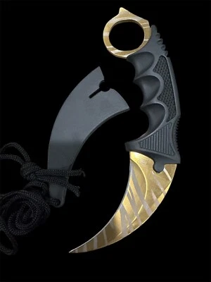 7.5" Full Tang Karambit with Hard Sheath & Necklace (Tiger Stripes Camo) TC - Image 1 of 4