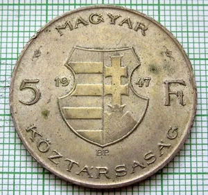HUNGARY 1947 5 Forint Lajos Kossuth - POLITICIAN & NOBLEMAN, SILVER AUNC PATINA - Picture 1 of 6