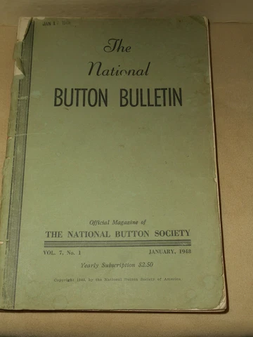 The National Button Bulletin 1948 BOUND Vol 7 #1,2,3,4,5,6 Antique Buttons Book Cover