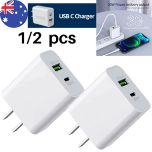 1/2Pcs QC 3.0 20W PD Fast Wall Charger Power Adapter For iPhone Samsung Android - Picture 1 of 14