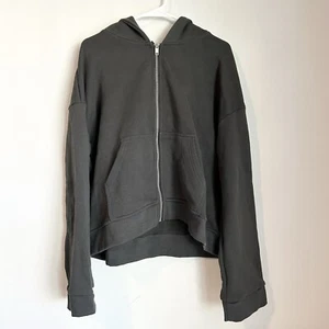RARE Ruben Kone Cropped Boxy Zip-Up Hoodie Grey Mens Size Large - Picture 1 of 3