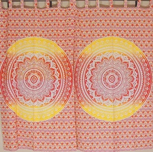 Bohemian Mandala 2 Tab Top Living Room Window Curtain Panels Cotton Print 82" - Picture 1 of 3