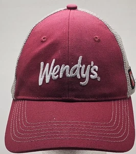 Wendys Hat Cap Red Trucker Snapback Adjustable Mesh Back Employee Workwear - Picture 1 of 7