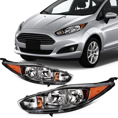 For 2014-2018 Ford Fiesta Black Housing Headlights Assembly Pair - Image 1 of 4