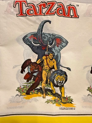 Vintage 1975 NOS Tarzan Paper Table Cover Amscan USA 54” x 96”  - Image 1 of 4