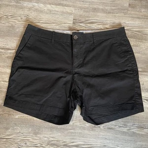 Pantalones cortos antiguos azul marino para mujer talla 12 negros algodón elástico botón delantero plano - Imagen 1 de 7