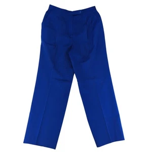 Pantaloni eleganti vintage Alex 100% lana blu cobalto plissettati donna 12 pantaloni alti - Foto 1 di 9