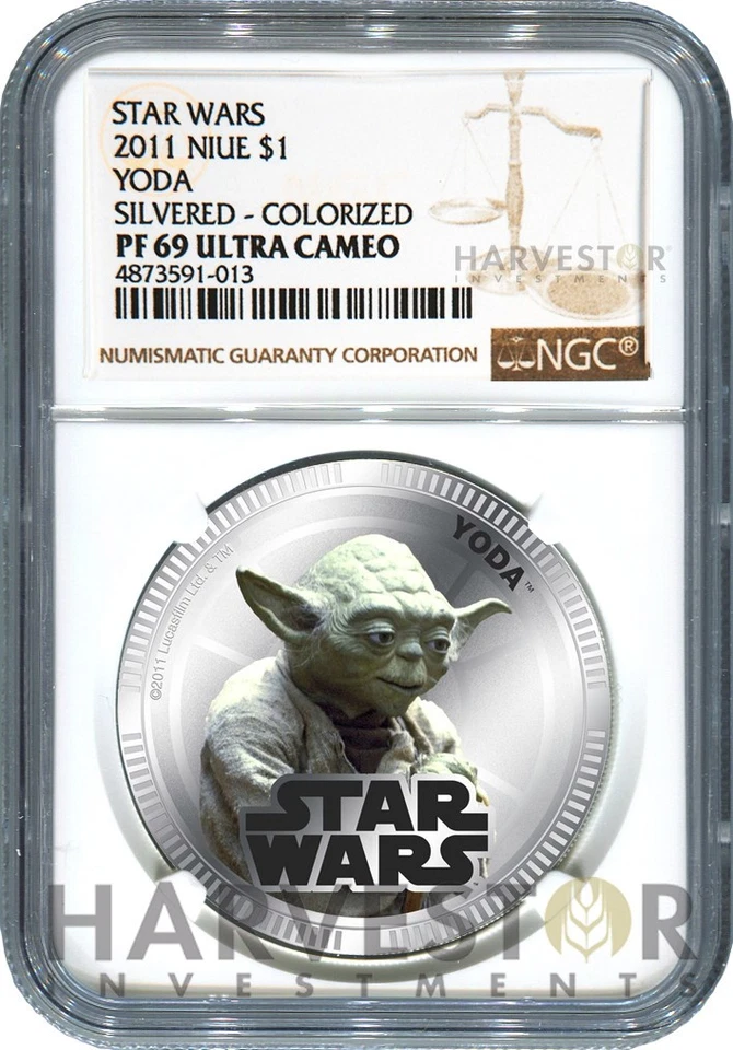 2011 STAR WARS: YODA - SILVER CLAD COIN - NGC PF69 ULTRA CAMEO - Image 1 of 2