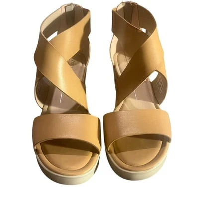 Ecco Womens Tan Leather Wedge Sandals Sz 40/9.5 w/ Zipper Cushioned Comfort NIB - Image 1 of 4