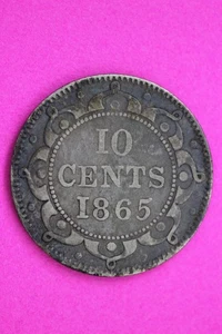 1865 Newfoundland Canada 10 Cents Silver Coin Guaranteed Genuine USA Seller 2263 - Picture 1 of 3
