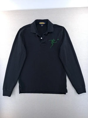 Rugby Ralph Lauren Polo Shirt Mens Small Black Kicker Player Applique 11 - Image 1 of 4