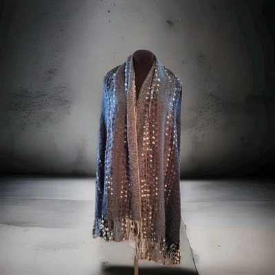  Новый с Ярлыками Steve Madden серый/коричневый надежном одеяло шарф с бахромой мягкий уютный стильный - Изображение 1 из 4