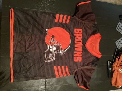 Camiseta de fútbol americano Cleveland MARRÓN reversible oficial bandera NFL talla pequeña/mediana Foto 1 de 4