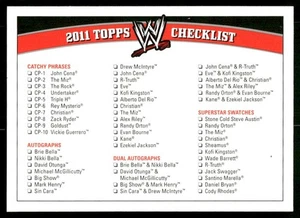 2011 Topps WWE #C3 Checklist wrestling card - Picture 1 of 2