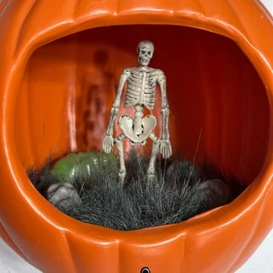 Gemmy Motion Activated Halloween Pumpkin Skeleton Tombstone Decoration Works - Picture 1 of 8