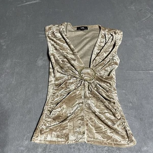 Y2K I.N. San Francisco Top Damen Small Crushed Velvet Deep V Fairy Whimsy - Bild 1 von 7