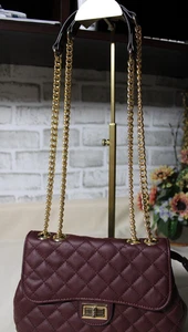 Quilted Maroon Shoulder/ Crossbody Bag Sliding Chain for adjustment - Picture 1 of 5