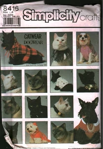 8416 Vintage Simplicity SEWING Pattern Dog Cat Coat Pet Accessories Collar OOP - Picture 1 of 2