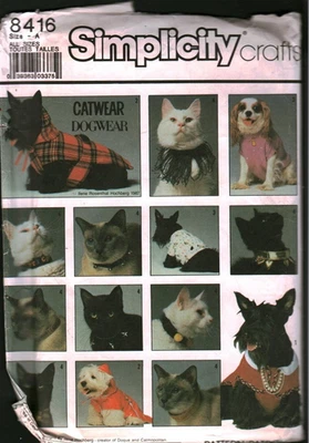 8416 Vintage Simplicity SEWING Pattern Dog Cat Coat Pet Accessories Collar OOP - Image 1 of 2