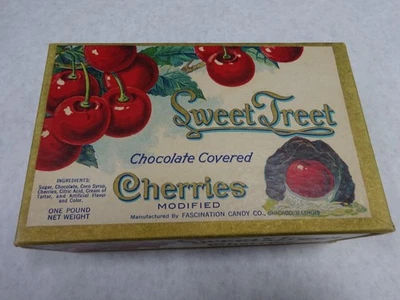 Antique Sweet Treet Chocolate Covered Cherries Fascination Candy CO Box Chicago - Image 1 of 4