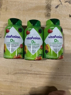 3 Pack- Vitafusion Vitamin D3 Gummy Vitamins 150 Ct Berry & Peach EXP 02/27 - Image 1 of 4