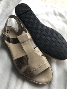 Neu ohne Etikett LifeStride Della beige hellbraune Riemchensandalen Größe 6 1/2 M gewebter Stretch-Velco - Bild 1 von 9