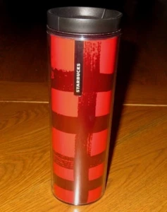 STARBUCKS CAFFÈ ROSSO/NERO VACANZE PLAID 2013 Bevanda da viaggio TUMBLER/COPERCHIO 16 oz - Foto 1 di 8