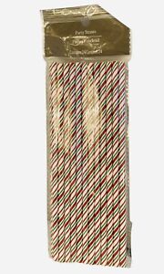NEW Pier 1 Imports Christmas Red/Green Spiral Paper Party Straws 24 ct