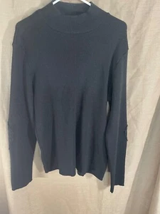 Insidious FIX Black Pullover Sweater M elbow patches Wool Acrylic blend - Picture 1 of 12
