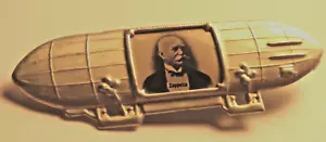 RARE GRAF ZEPPELIN PICTURE ON ZEPPELIN SHAPED PINBACK BADGE EXCELLENT S-833 - Picture 1 of 3