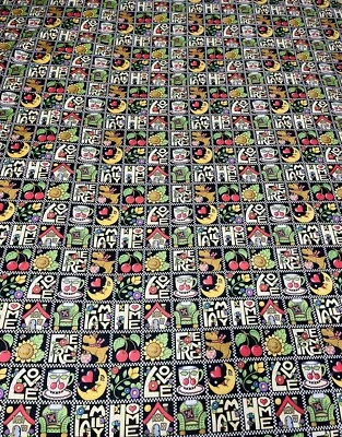 Vintage Mary Engelbreit 2000 Home Love Friends Family Cotton 45" x 76" Checker - Image 1 of 4