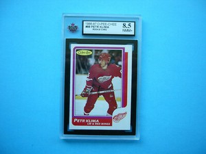 1986/87 O-PEE-CHEE NHL HOCKEY CARD #98 PETR KLIMA ROOKIE KSA 8.5 NM/MINT+ OPC