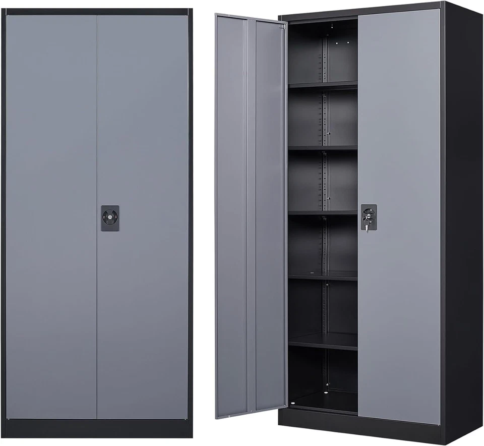 Metal Storage Cabinet with Adjustable Shelves and Locking Doors for Home Garage - Image 1 of 4