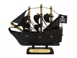 Wooden Caribbean Pirate Ship Model 4" - Picture 1 of 1