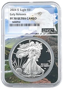 2024 S 1oz Silver Eagle Proof NGC PF70 UC Early Releases - Eagle Core - LIVE - Picture 1 of 2