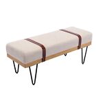 Upholstered Linen Bed Bench For Wood Frame With Metal Coating