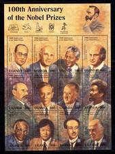Uganda 1995 Mi. 1607 -1618 Minifoglio 100% Nuovo ** Premio Nobel