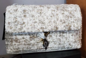 REBECCA MINKOFF Edie Tweed Convertible Medium Shoulder Crossbody Camel/Paper - Picture 1 of 2
