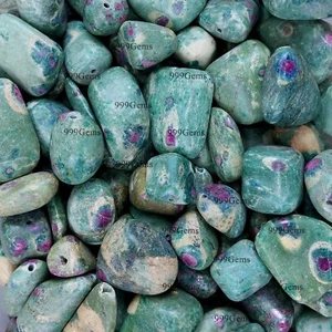 Lote de 50 piedras preciosas caídas perforadas fucsita rubí verde natural AAA a granel 10-20 mm - Imagen 1 de 11