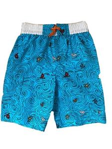 NWT 4T Boys Swimming Trunks Shorts Toddler Boy Blue White - Picture 1 of 7