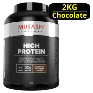 MUSASHI High Protein 2KG Powder - Chocolate Milkshake P30g, C7g & F3g - Picture 1 of 2